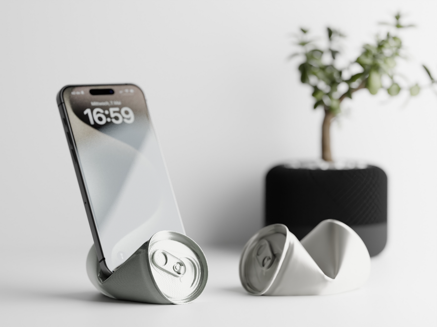 Soporte para teléfono con forma de lata de refresco