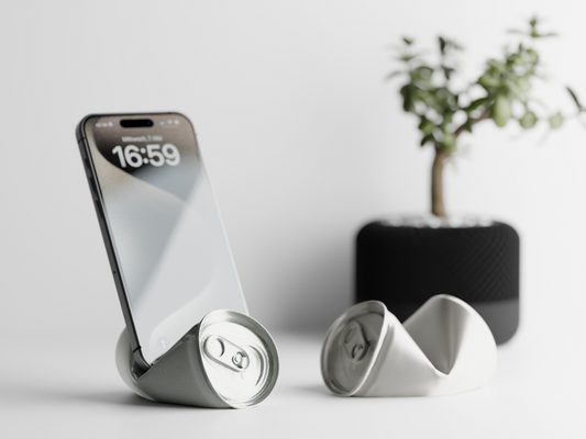 Soporte para teléfono con forma de lata de refresco